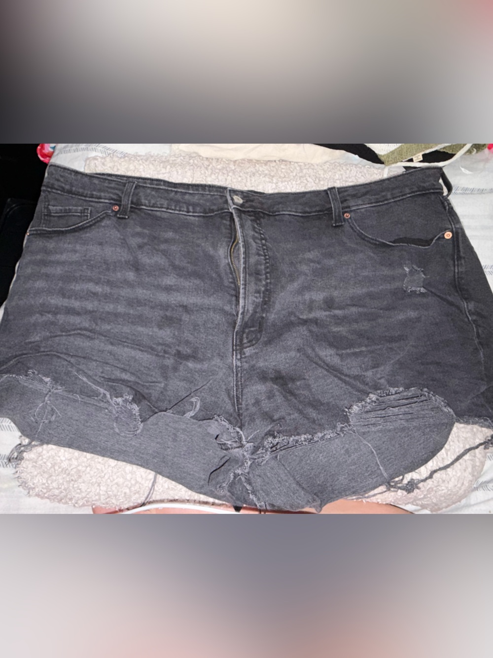 Black Distressed Denim Mini Shorts